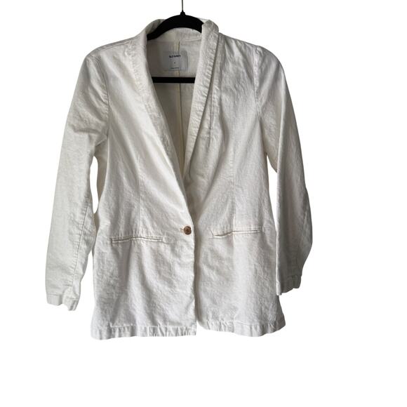 Old Navy White Linen Blend Blazer Women’s Size Small Lightweight Jacket - Picture 1 of 8